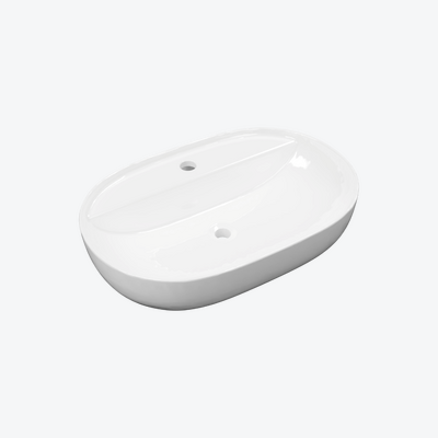 Jima umywalka nablatowa 61x41 cm owalna z otworem na baterię, biały połysk