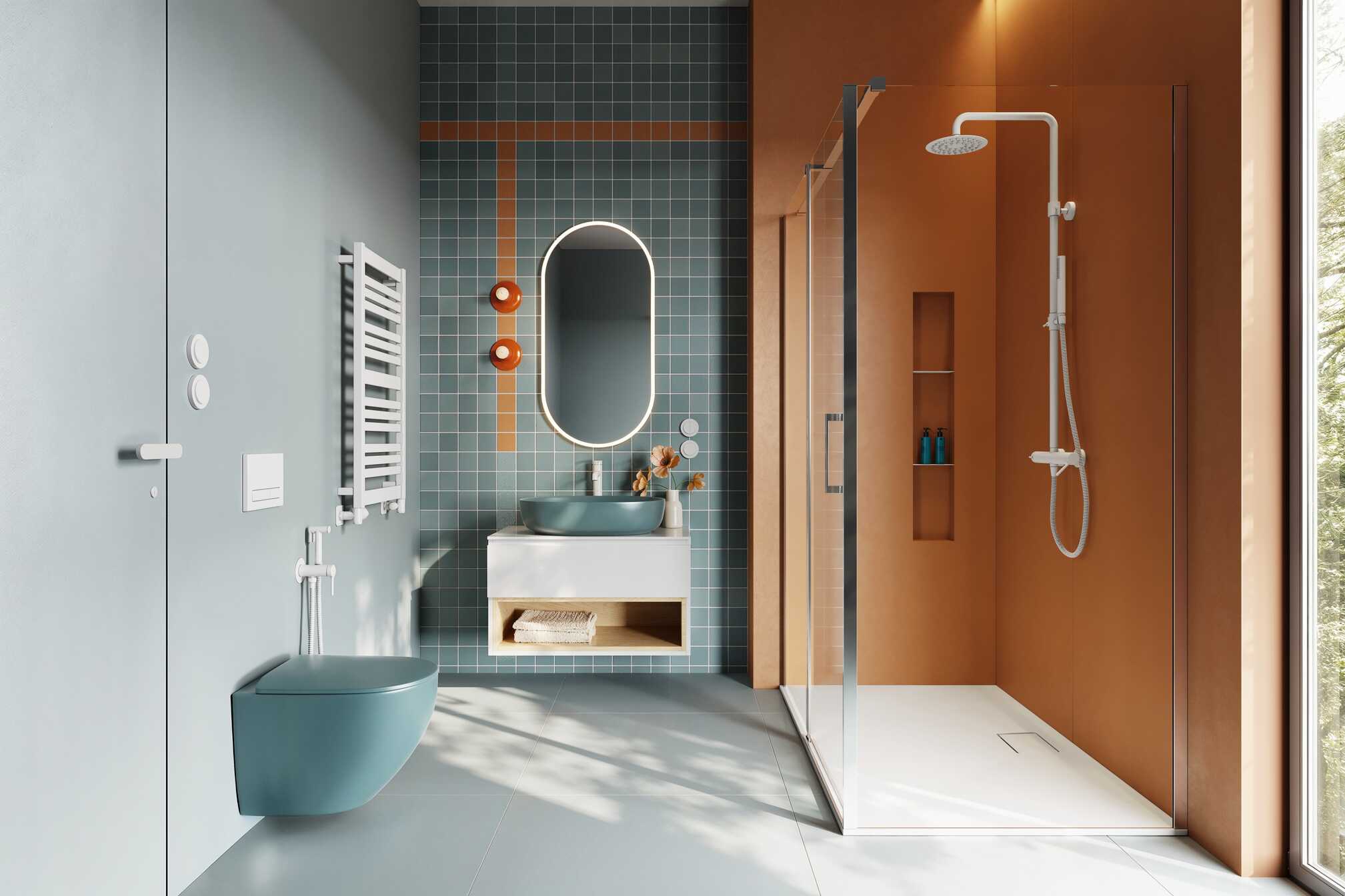 PI bateria bidetowa bidetta ze słuchawką prysznicową, biały mat