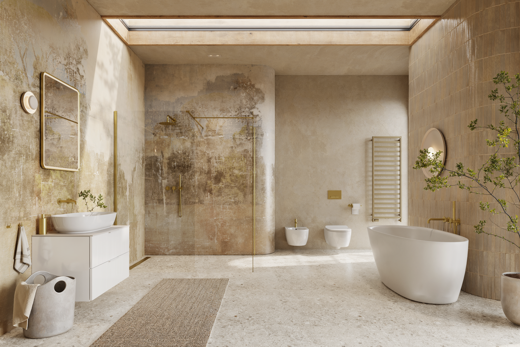 Delta PI bateria umywalkowa podtynkowa, złoty szczotkowany