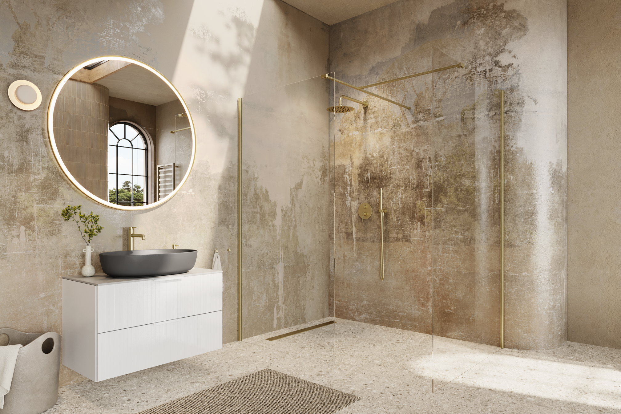 Delta PI bateria umywalkowa stojąca wysoka, złoty szczotkowany