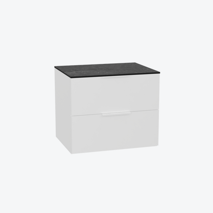 Tuto 2.0 szafka wisząca 60 cm 2 szuflady front gładki wysoki, blat marmur, biały/biały