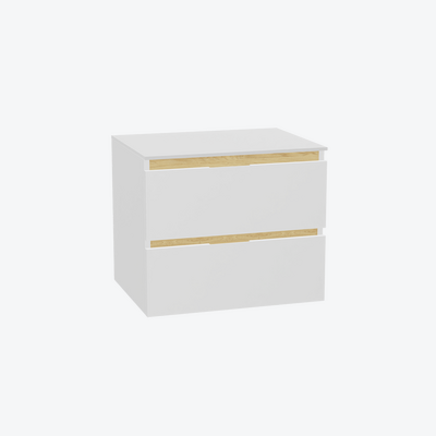 Tuto 2.0 szafka wisząca 60 cm 2 szuflady front gładki niski, blat biały lakierowany, biały/biały