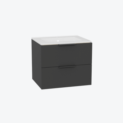 Tuto 2.0 szafka wisząca 60 cm 2 szuflady front gładki wysoki, umywalka As, szary/szary