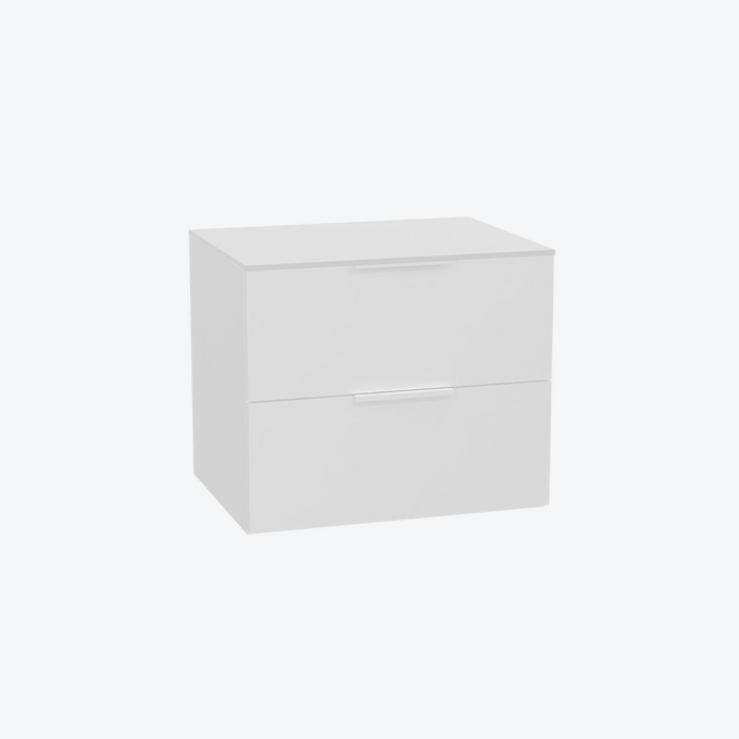 Tuto 2.0 szafka wisząca 60 cm 2 szuflady front gładki wysoki, blat biały lakierowany, biały/biały