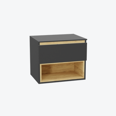 Tuto 2.0 szafka wisząca 60 cm 1 szuflada front gładki niski, płyta szara laminowana, szary/szary