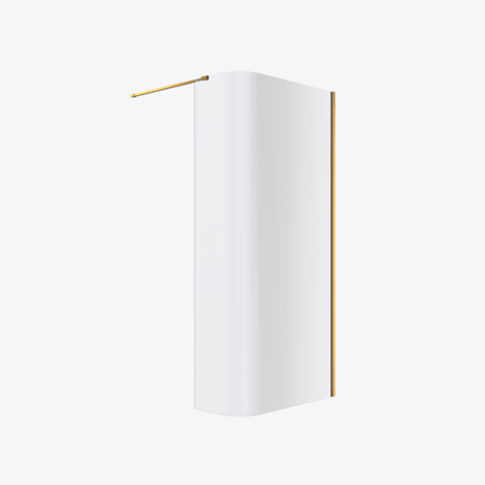 Vidoq walk-in ścianka prysznicowa gięta 93x200 cm, powłoka Clean Control, złoty szczotkowany