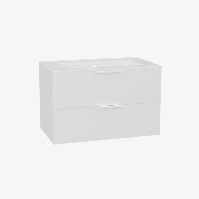 Tuto 2.0 szafka wisząca 80 cm 2 szuflady front gładki wysoki, umywalka As, biały/biały