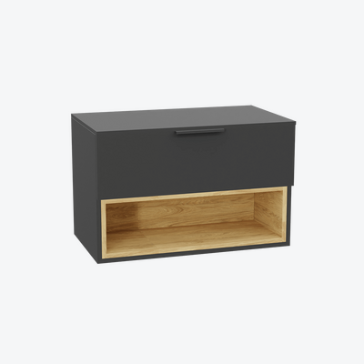 Tuto 2.0 szafka wisząca 80 cm 1 szuflada front gładki wysoki, płyta szara laminowana, szary/szary