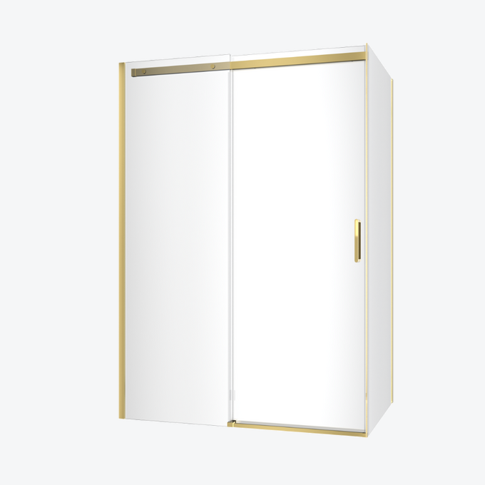 Rols kabina narożna 140x80 cm z drzwiami przesuwnymi 140 cm, powłoka Clean Control, złoty połysk