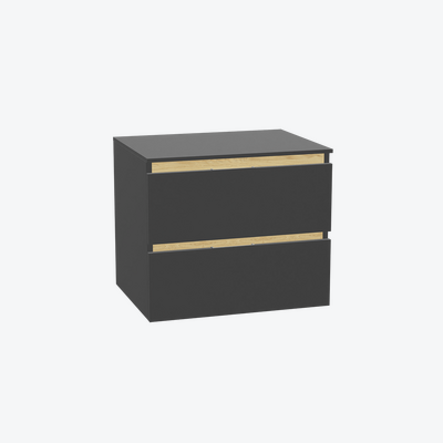 Tuto 2.0 szafka wisząca 60 cm 2 szuflady front gładki niski, płyta szara laminowana, szary/szary