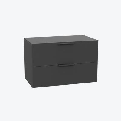 Tuto 2.0 szafka wisząca 80 cm 2 szuflady front gładki wysoki, płyta szara laminowana, szary/szary