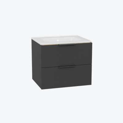 Tuto 2.0 szafka wisząca 60 cm 2 szuflady front gładki wysoki, umywalka Pik, szary/szary