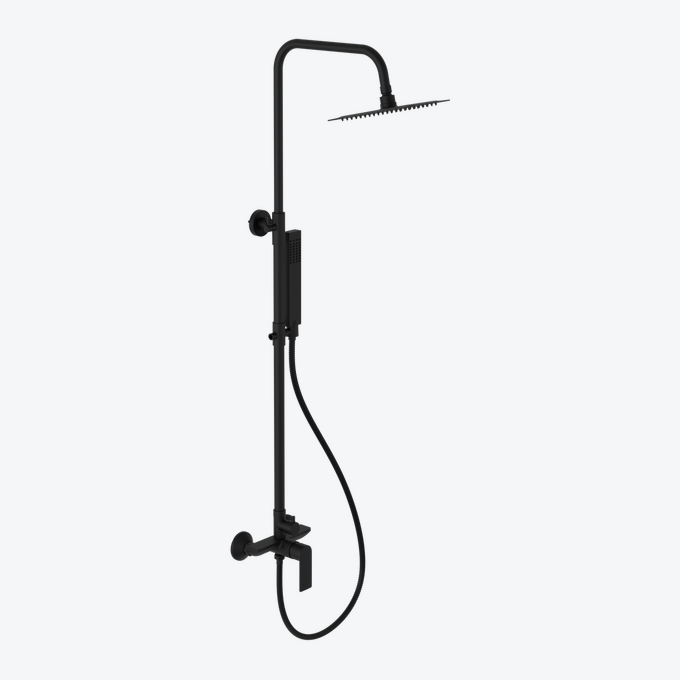 Glad Rain zestaw prysznicowy ścienny z deszczwonicą 20 cm, czarny soft