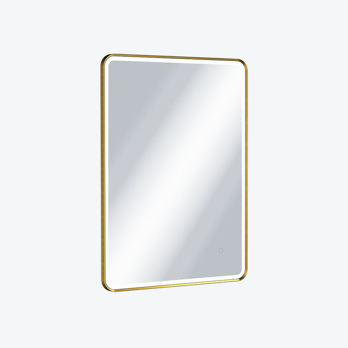 Corido lustro łazienkowe 80x60 cm prostokątne, oświetlenie LED mata grzewcza, złoty szczotkowany