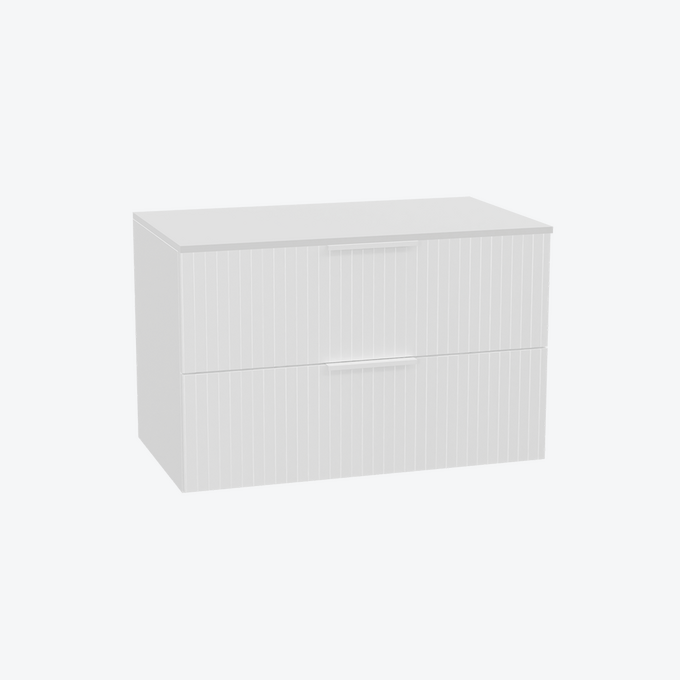 Tuto 2.0 szafka wisząca 80 cm 2 szuflady front ryflowany, blat biały lakierowany, biały/biały