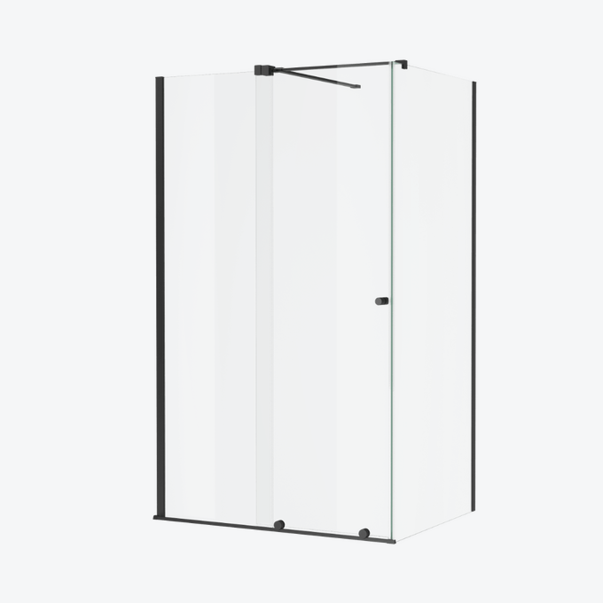 Ortigo kabina prostokątna narożna 140x100 cm, drzwi przesuwne, powłoka Clean Control, czarny mat
