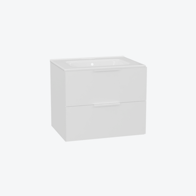 Tuto 2.0 szafka wisząca 60 cm 2 szuflady front gładki wysoki, umywalka Pik, biały/biały