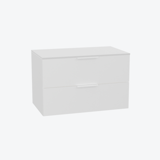 Tuto 2.0 szafka wisząca 80 cm 2 szuflady front gładki wysoki, blat biały lakierowany, biały/biały