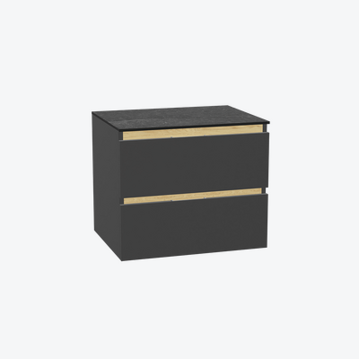 Tuto 2.0 szafka wisząca 60 cm 2 szuflady front gładki niski, blat marmur, szary/szary