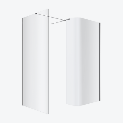 Vidoq walk-in kabina prysznicowa gięta, ścianka prosta 90cm, ścianka gięta 83cm, powłoka Clean Control, chrom