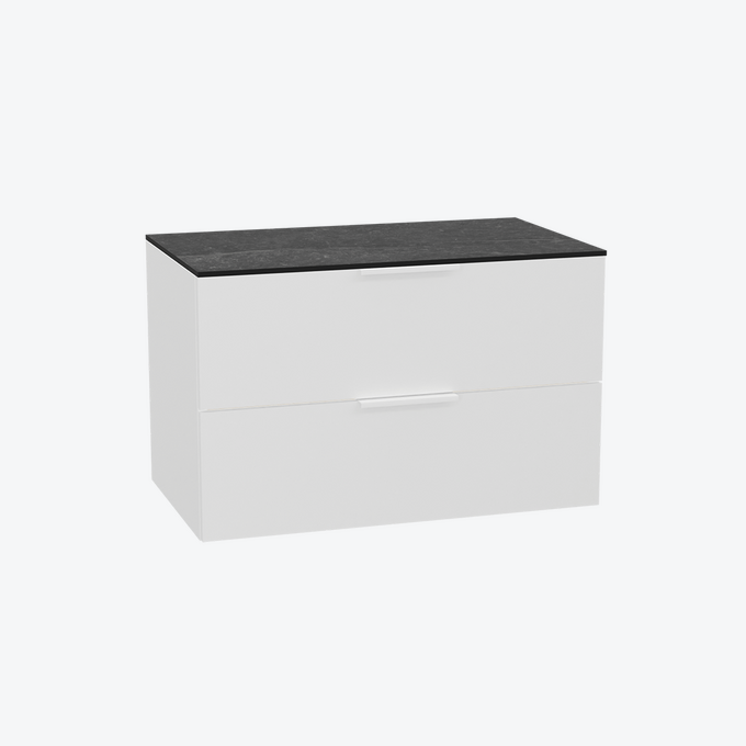 Tuto 2.0 szafka wisząca 80 cm 2 szuflady front gładki wysoki, blat marmur, biały/biały