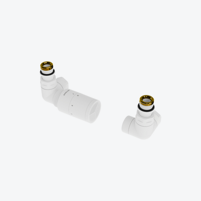 Caldo zestaw trójosiowy z głowicą termostatyczną, lewy, biały mat