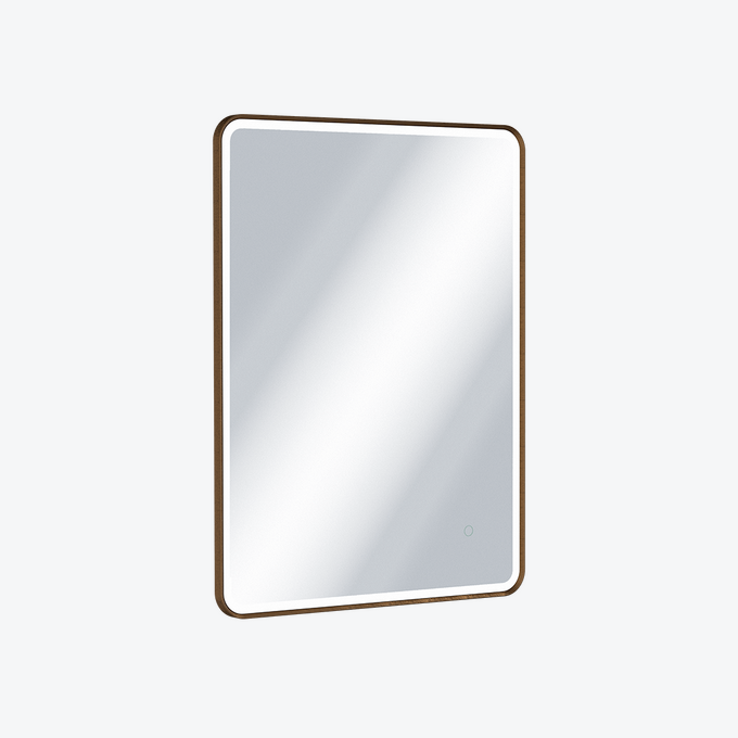 Corido lustro łazienkowe 80x60 cm prostokątne, oświetlenie LED mata grzewcza, miedziany szczotkowany