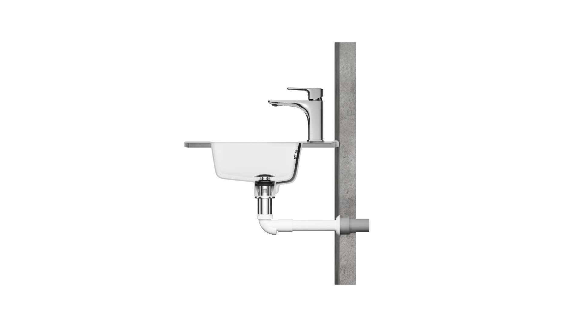 Syfon umywalkowo-bidetowy niski, biały połysk