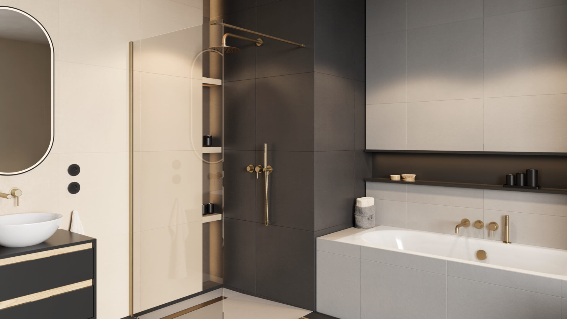 Vidoq walk-in ścianka prysznicowa prosta 80x200 cm, powłoka Clean Control, złoty szczotkowany