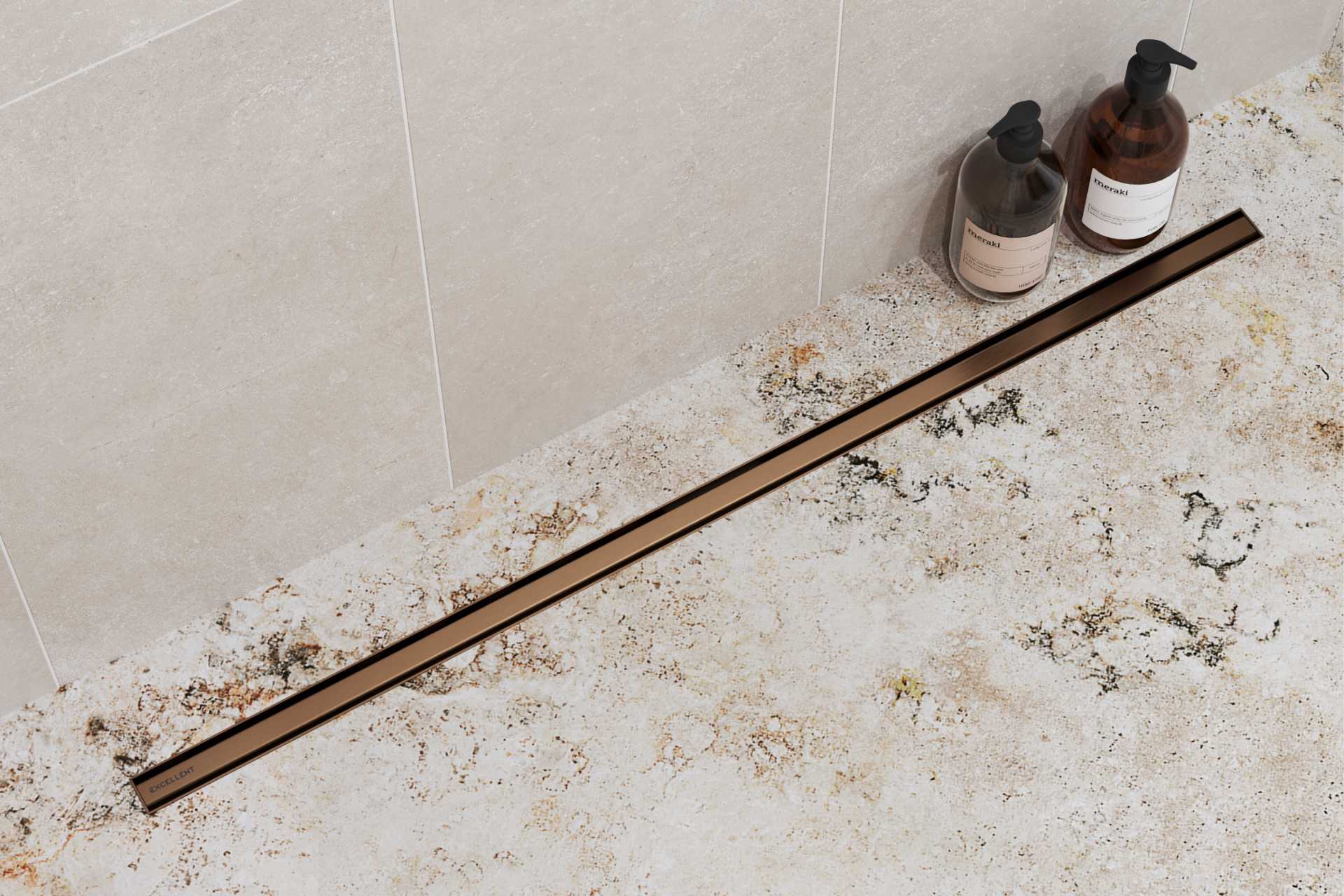 Stilio Slim odpływ liniowy 80 cm, baza z syfonem, mankiet uszczelniający, ruszt dekoracyjny, stal nierdzewna polerowana