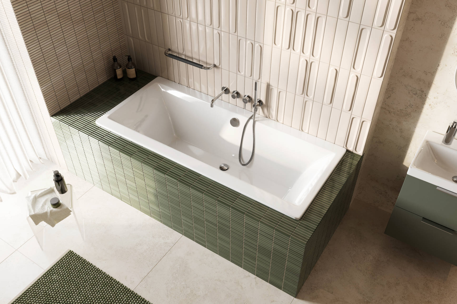 Delta Pi Zestaw wannowo-prysznicowy podtynkowy, 2 funkcyjny, biały mat