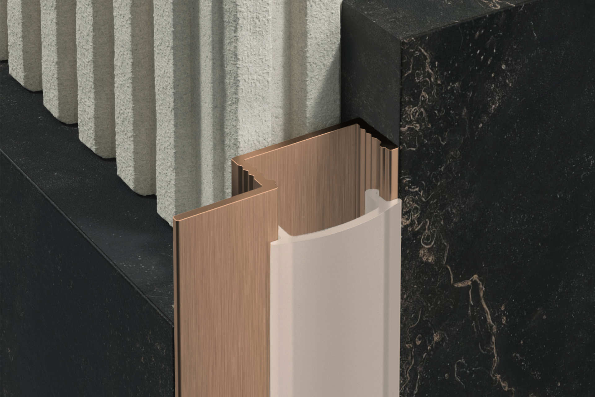 Profil PROFILED oświetleniowy z blendą z 1 skrzydełkiem, 25 mm, długość 250 cm, aluminiowy, anoda miedź szczotkowana, blenda mleczna