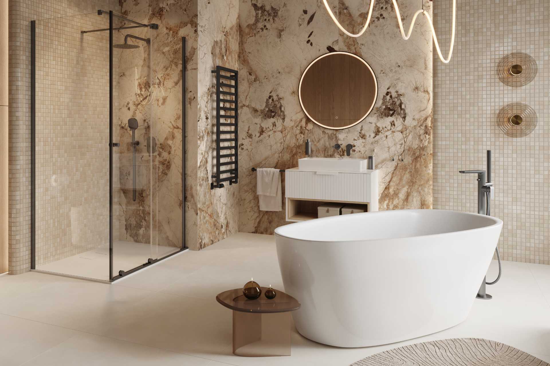 Clever 2.1 bateria wannowa wolnostojąca, grafit szczotkowany