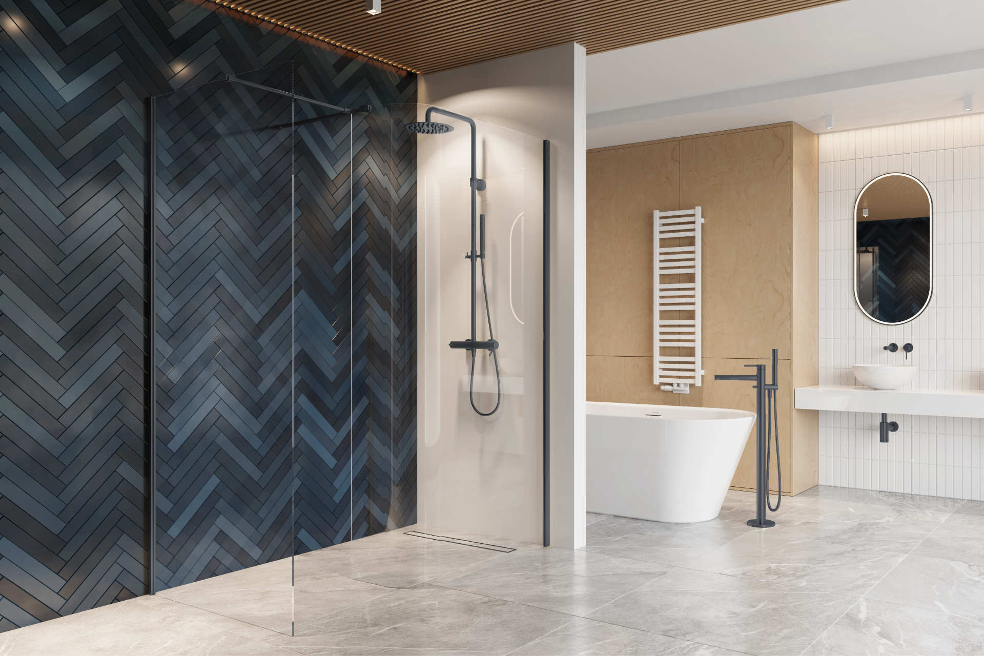 Vidoq walk-in ścianka prysznicowa prosta 90x200 cm, powłoka Clean Control, grafit szczotkowany