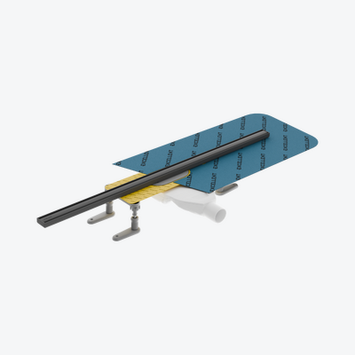 Stilio Slim odpływ liniowy 80 cm baza z syfonem mankiet uszczelniający ruszt dekoracyjny czarny mat