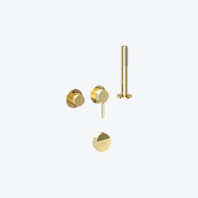 Pi Zestaw prysznicowo-wannowy podtynkowy, 2 funkcyjny, Dry Box, syfon Hover, złoty połysk