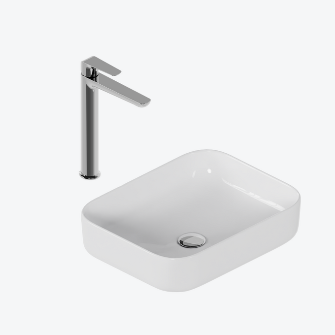 Zestaw promocyjny Cori 2.0 50x38 z baterią umywalkową wysoką Clever 2.0, chrom i korkiem klik-klak, chrom