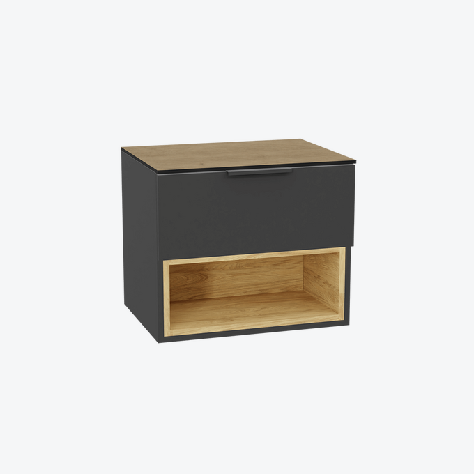 Tuto 2.0 szafka wisząca 60 cm 1 szuflada front gładki wysoki blat dąb Hickora szary/szary