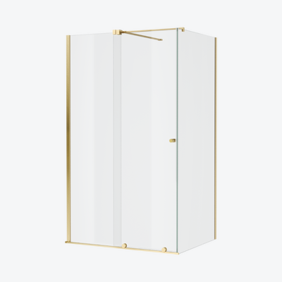 Ortigo kabina prostokątna narożna 140x100 cm, drzwi przesuwne, powłoka Clean Control, złoty szczotkowany