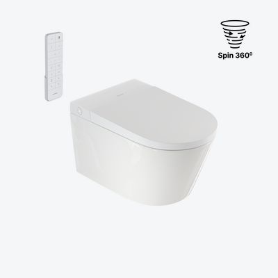Montana miska WC z funkcją bidetu z systemem spłukiwania Spin 360, z pilotem, biały połysk