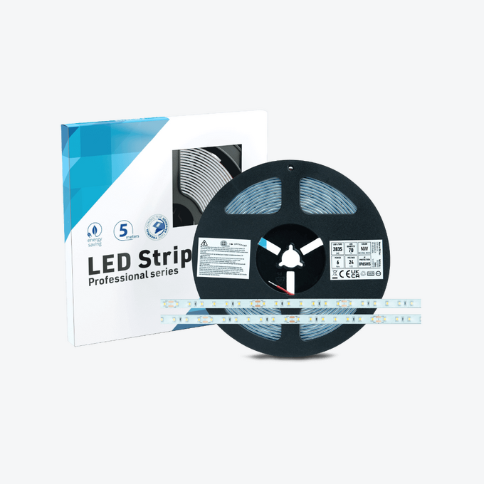 Taśma 350 LED SMD IP65, 70 LED/m, 5m napięcie 24V, moc 6W/m, 4000 K, biała neutralna