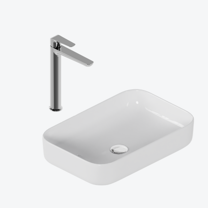 Zestaw promocyjny Cori 2.0 58x38 z baterią umywalkową wysoką Clever 2.0 chrom, korek klik-klak, chrom