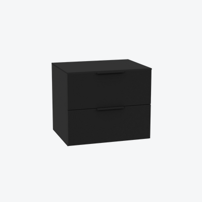 Tuto 2.0 szafka wisząca 60 cm 2 szuflady front gładki wysoki, blat czarny lakierowany, czarny mat/ czarny mat