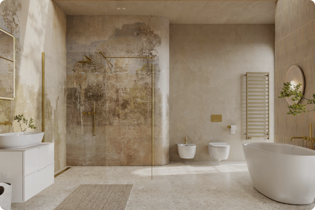 Złota łazienka w stylu boho